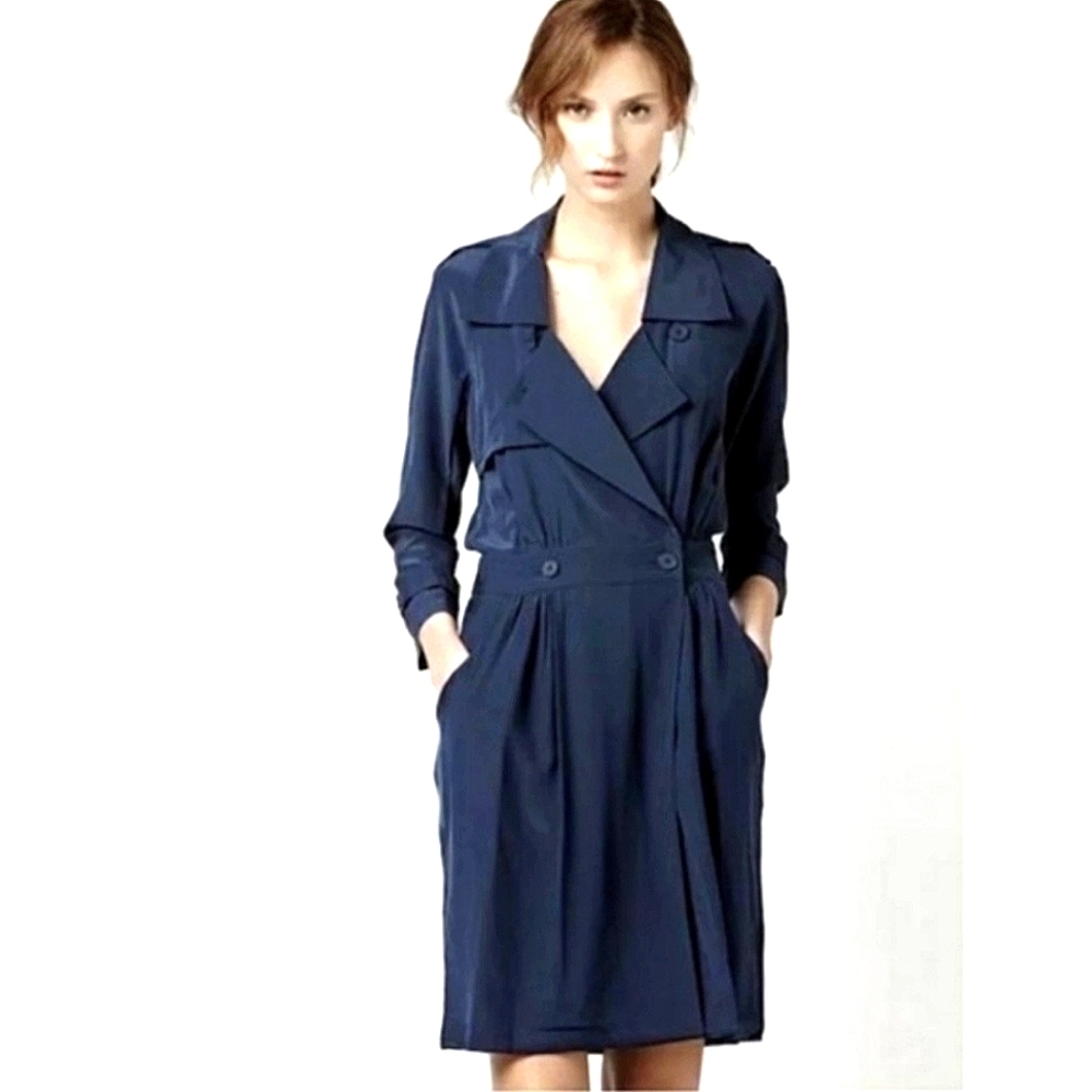 Lacoste Navy Silk Trench Dress